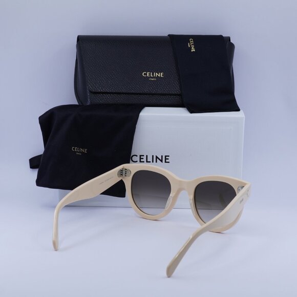 Celine CL4003IN 24F Sunglasses White Cat Eye Frame, Brown Gradient Lenses - Picture 11 of 11